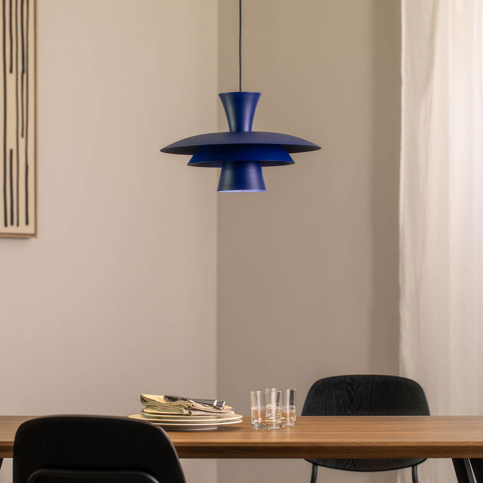 Závesné svietidlo Plato, tmavomodré, kov, Ø 38 cm, E27 – obrázok 2