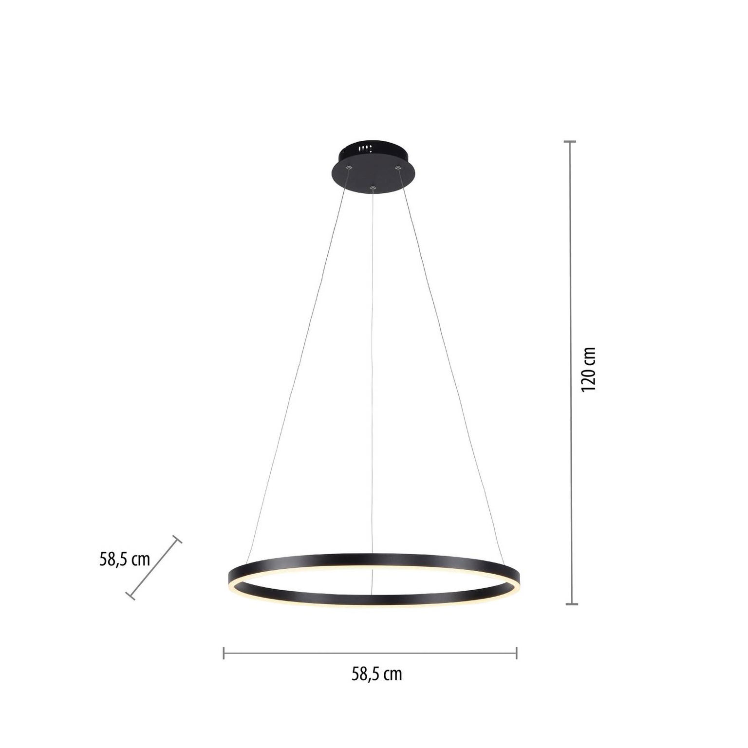 Závesné svietidlo Ritus LED, Ø 58,5 cm, antracit – obrázok 3