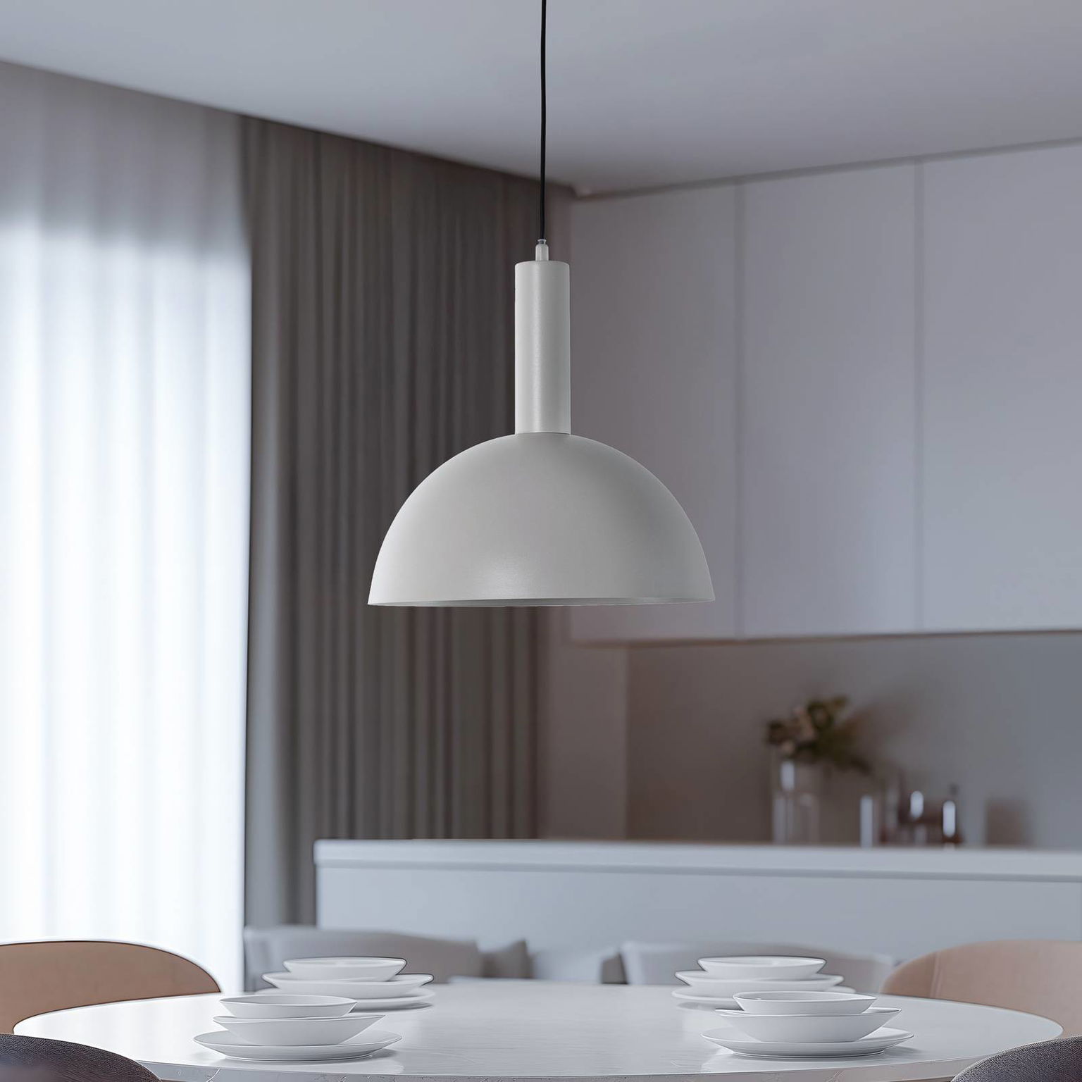 Závesné svietidlo Vitrum cupola M, taupe, kov, Ø 30 cm, E27 – obrázok 3
