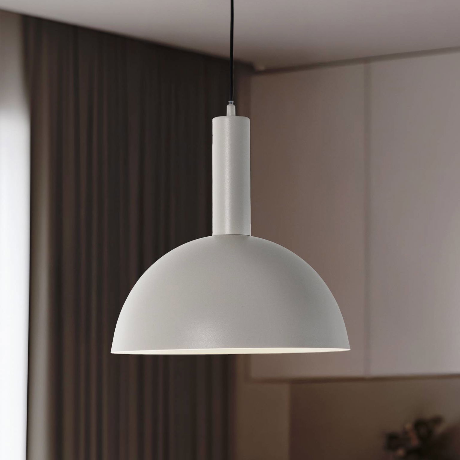 Závesné svietidlo Vitrum cupola M, taupe, kov, Ø 30 cm, E27
