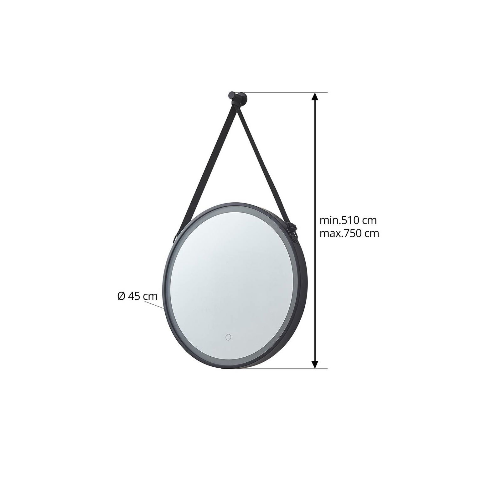 Zrkadlo Lucande LED Lelin, Ø 45 cm, čierne, hliník, CCT – obrázok 4