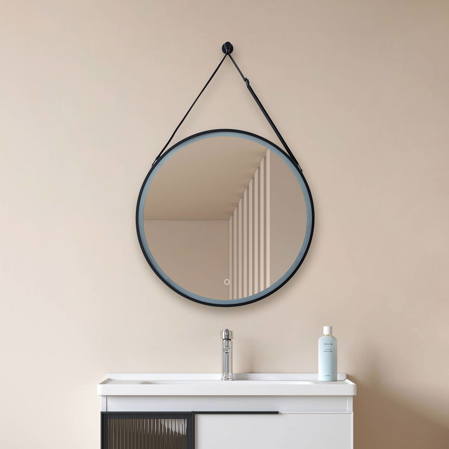 Zrkadlo Lucande LED Lelin, Ø 45 cm, čierne, hliník, CCT – obrázok 3