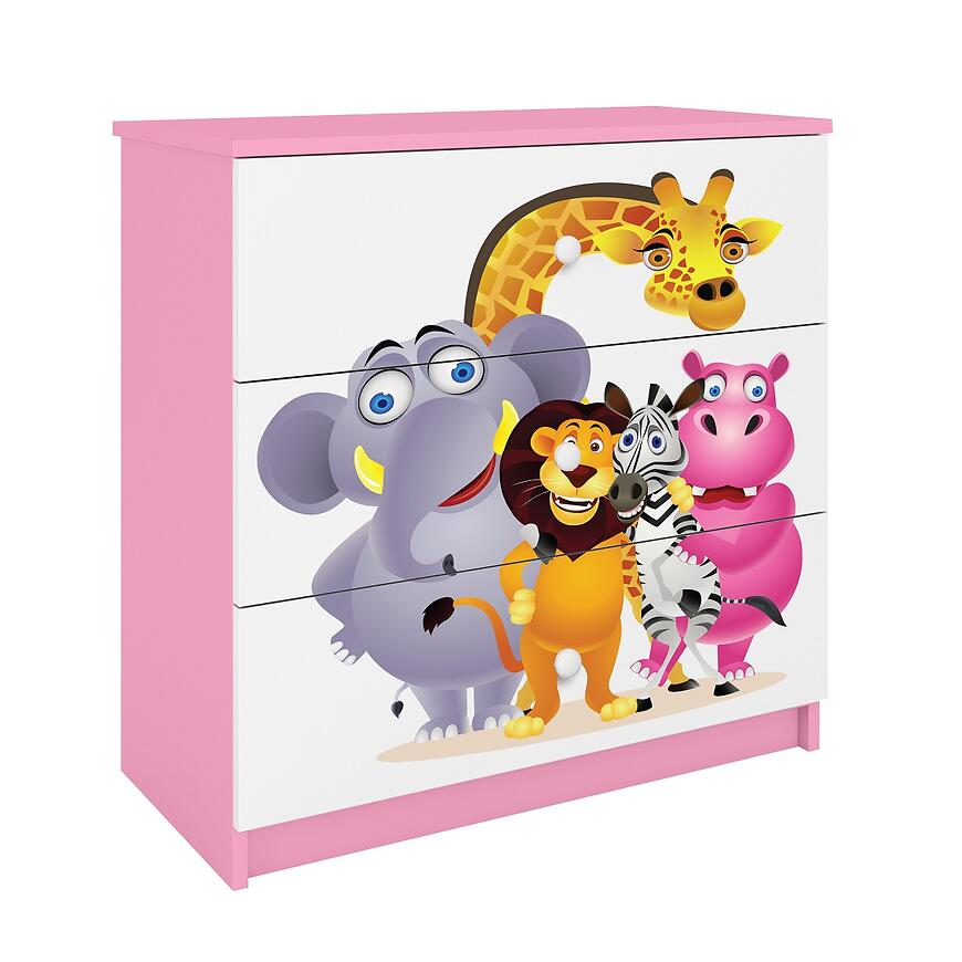 Detská komoda Babydreams ružová – Zoo