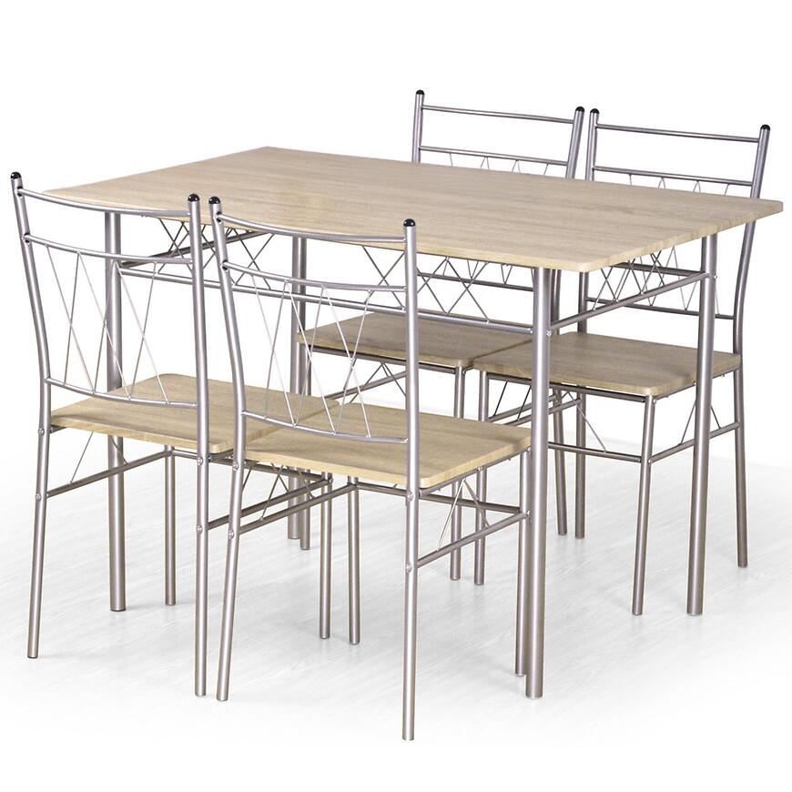 Sada stôl Faust + 4 stoličky mdf/oceľ – sonoma