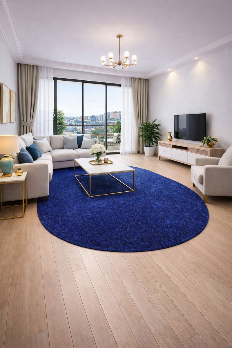 Kusový koberec Eton modrý 82 ovál, 80x150, modrá, Vopi – obrázok 2