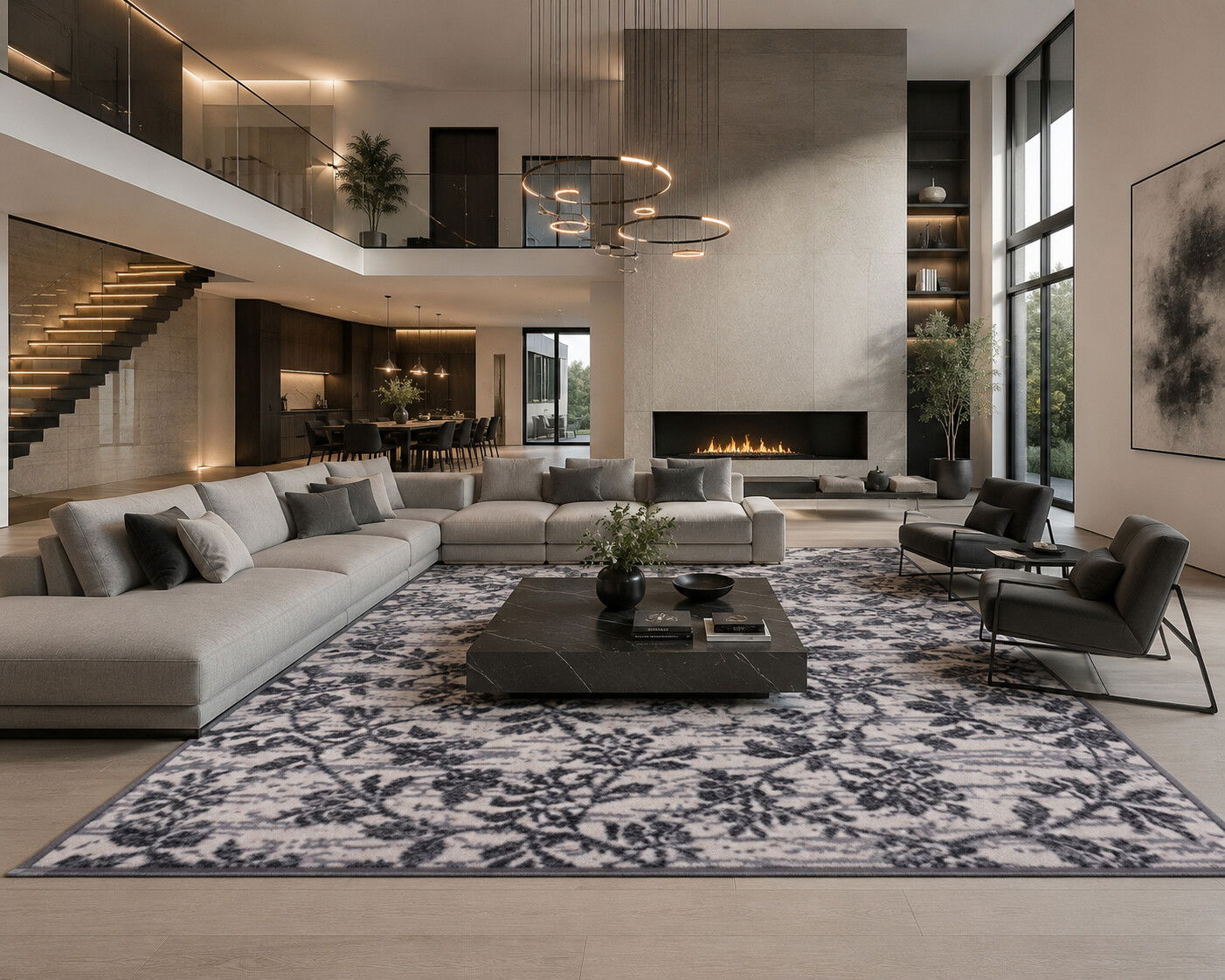 Kusový koberec Flowers grey, 190x280, šedá, obývacia izba, Alfa Carpets – obrázok 2