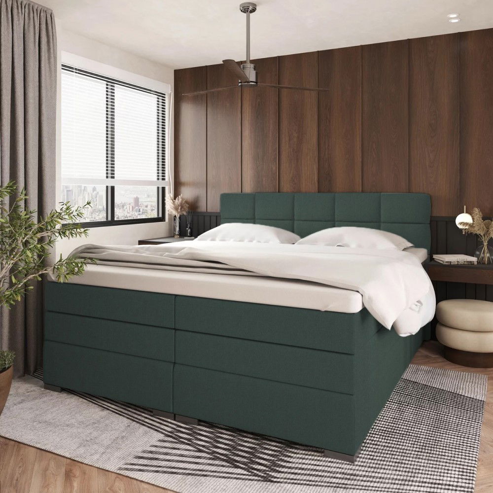 Boxspringová manželská pocketová posteľ April 200x200 cm - zelená – obrázok 2
