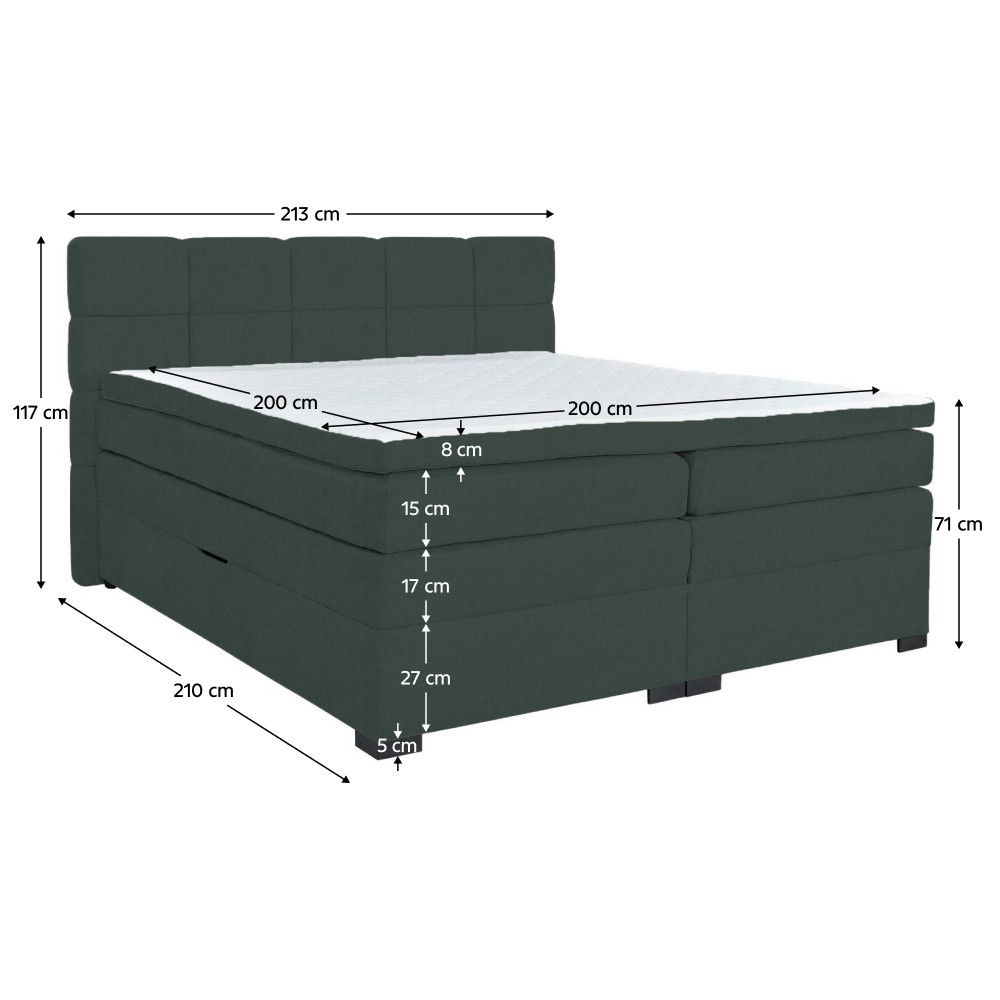 Boxspringová manželská pocketová posteľ April 200x200 cm - zelená – obrázok 3