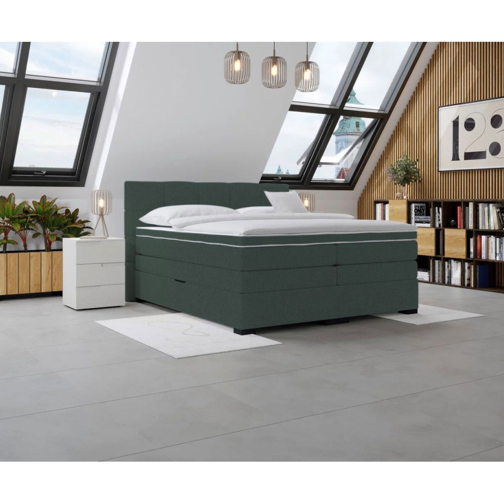 Boxspringová manželská pocketová posteľ April 200x200 cm - zelená – obrázok 10