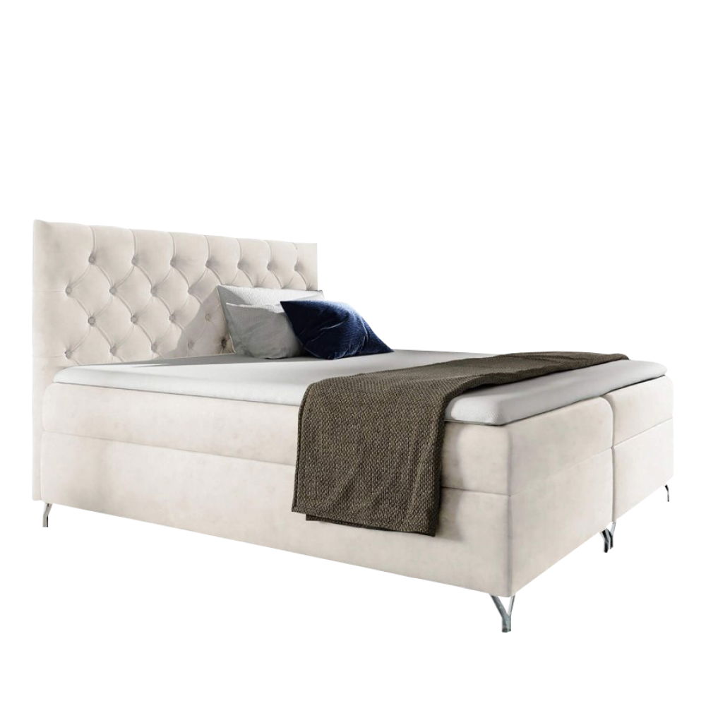 Boxspringová manželská posteľ Guliette 160 - biela (Velvet) – obrázok 3