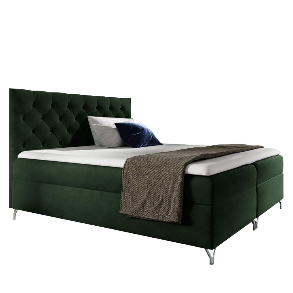 Boxspringová manželská posteľ Guliette 180 - zelená (Velvet) – obrázok 3