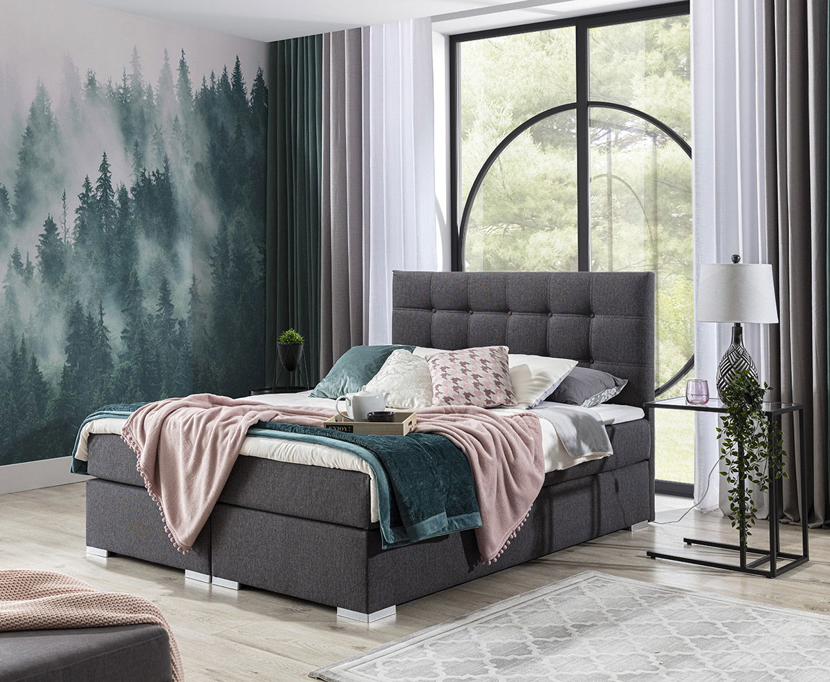 Čalúnená manželská posteľ Isola 160 - čierna (Soft 11) – obrázok 4