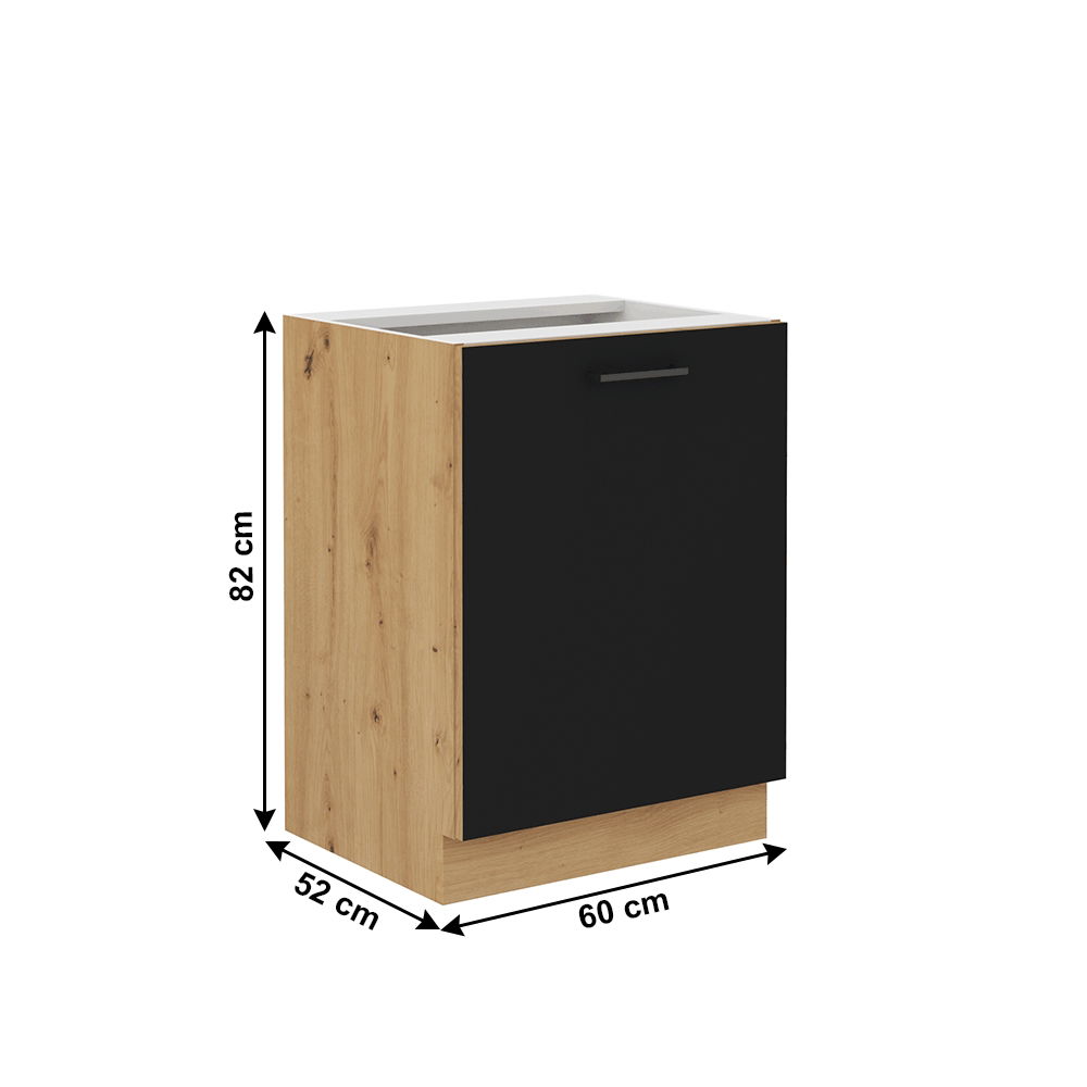Dolná kuchynská skrinka Monro 60 D 1F BB - čierna / dub artisan – obrázok 2