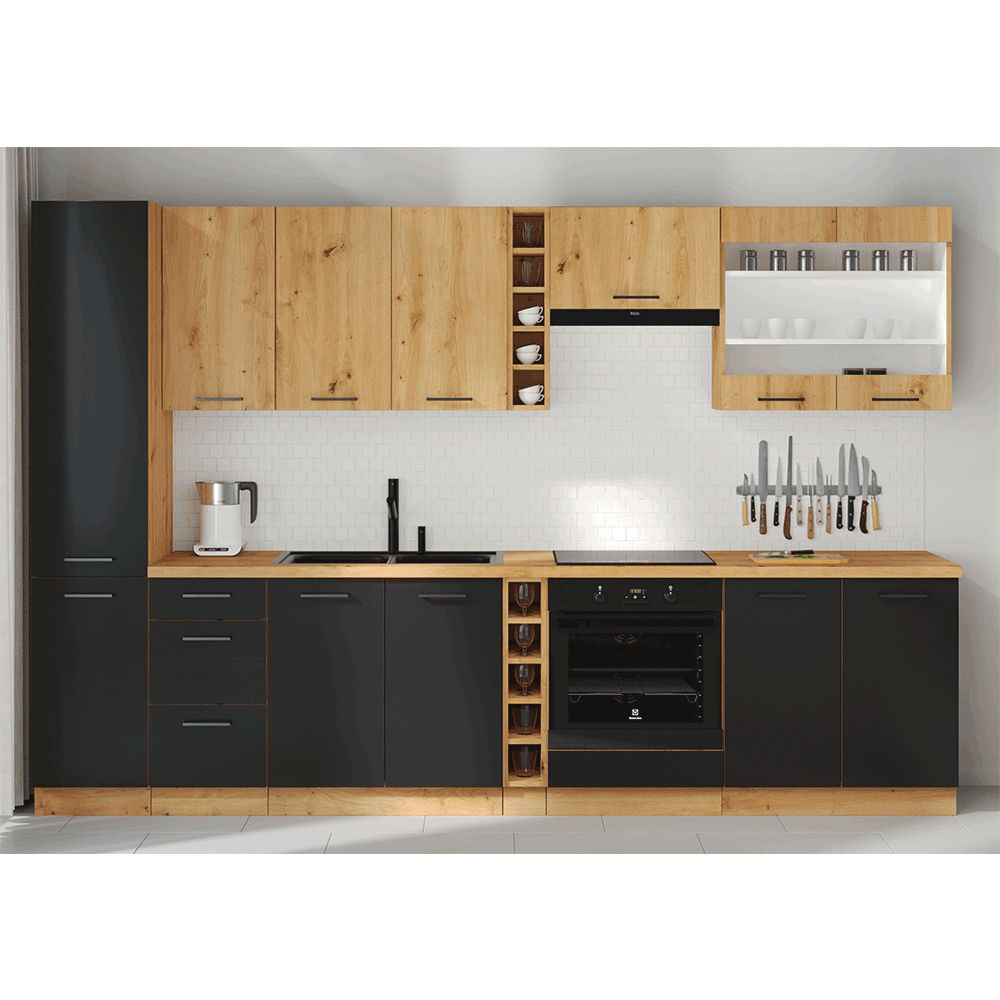 Dolná kuchynská skrinka Monro 60 D 1F BB - čierna / dub artisan – obrázok 4
