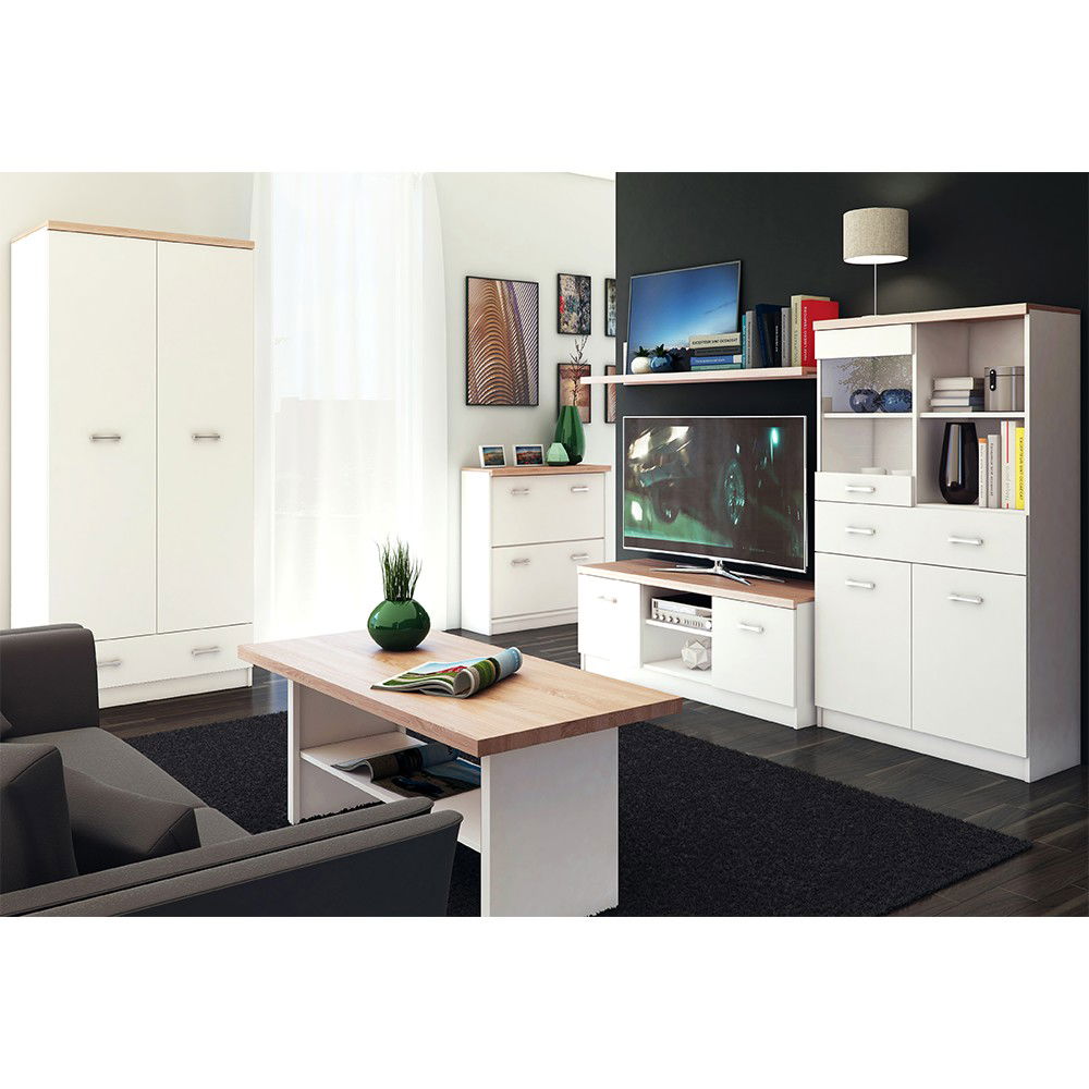 Dvojdverová komoda Topty Typ 8 2D5S - biela / dub sonoma – obrázok 4