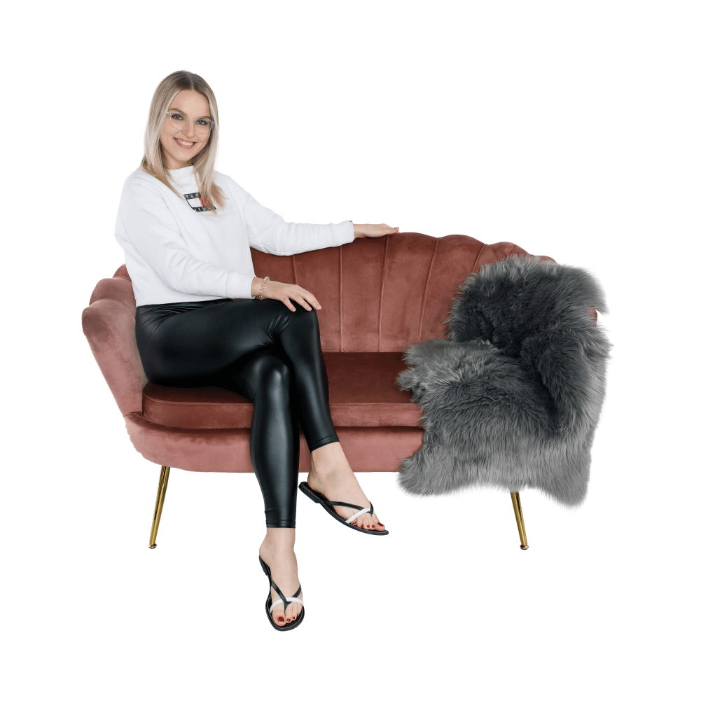 Dvojsedačka Noblin - ružová (Velvet) / zlatá – obrázok 11