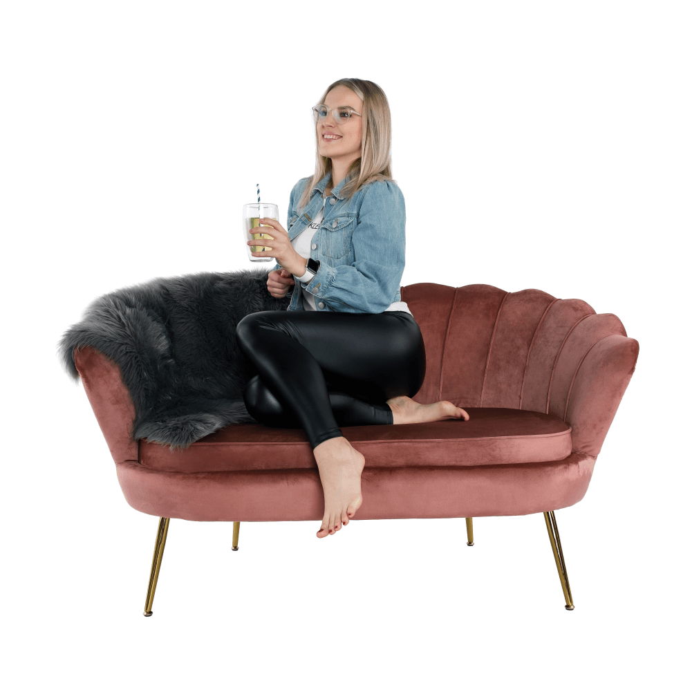Dvojsedačka Noblin - ružová (Velvet) / zlatá – obrázok 10