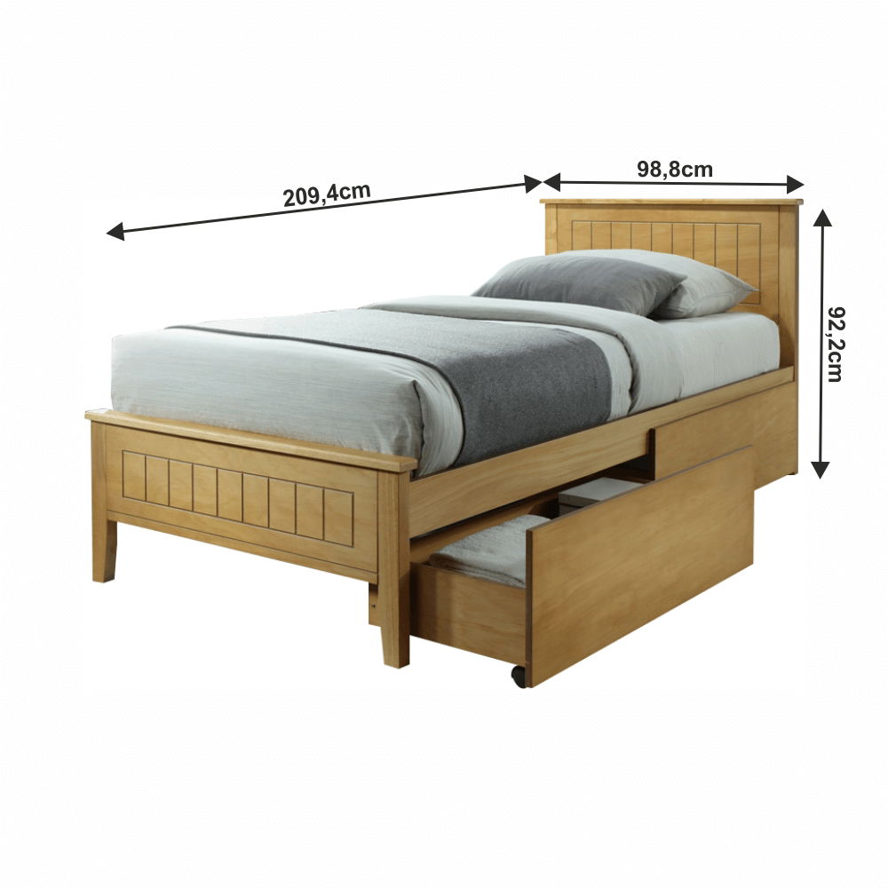 Jednolôžková posteľ s roštom Midea 90x200 cm - dub – obrázok 3