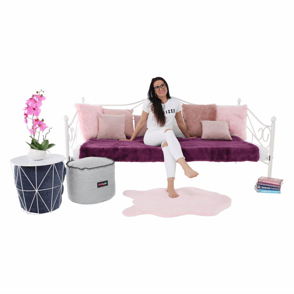 Kovová jednolôžková posteľ s roštom Daina 90x200 cm - biela – obrázok 21