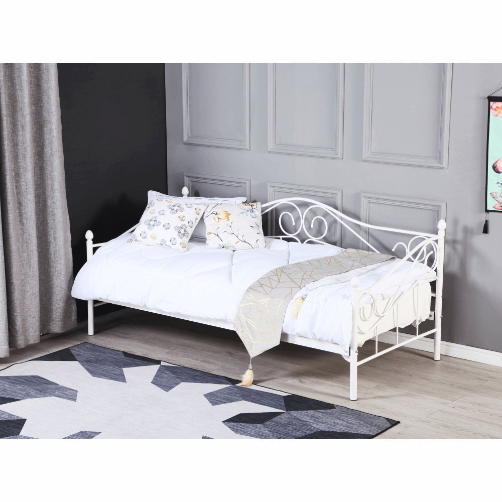 Kovová jednolôžková posteľ s roštom Daina 90x200 cm - biela – obrázok 23
