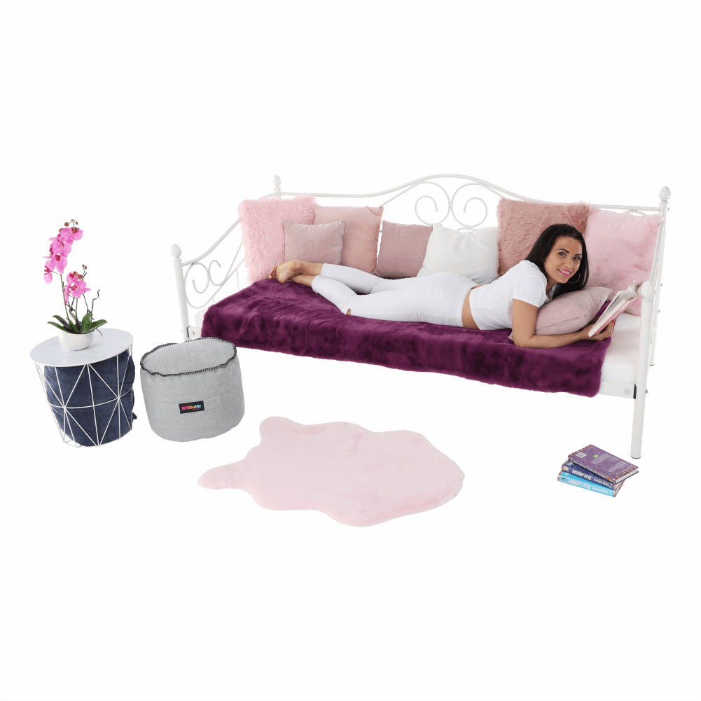 Kovová jednolôžková posteľ s roštom Daina 90x200 cm - biela – obrázok 22
