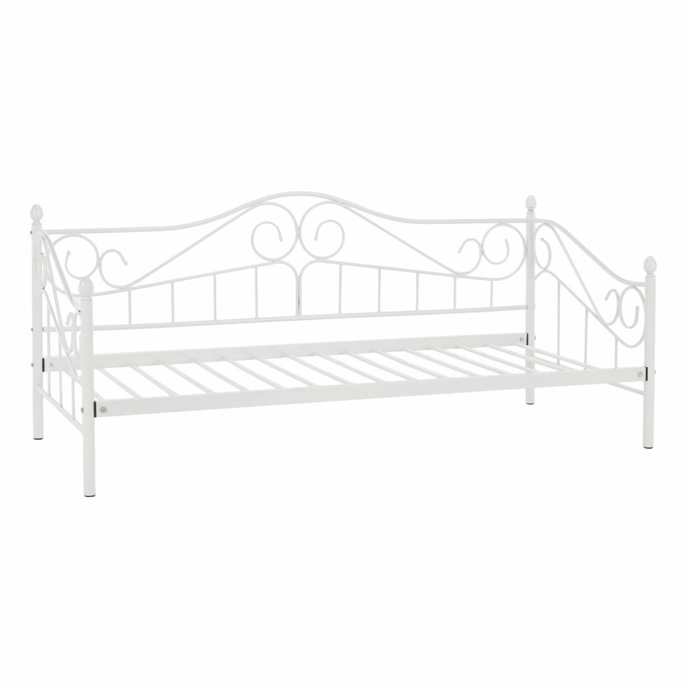 Kovová jednolôžková posteľ s roštom Daina 90x200 cm - biela – obrázok 2