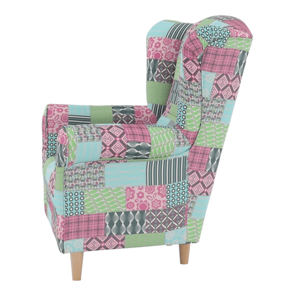 Kreslo (ušiak) Charlot - vzor patchwork M1 – obrázok 7