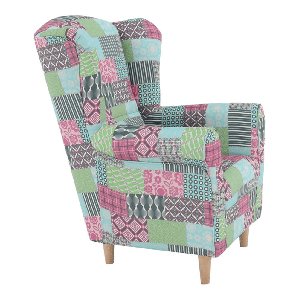 Kreslo (ušiak) Charlot - vzor patchwork M1 – obrázok 4