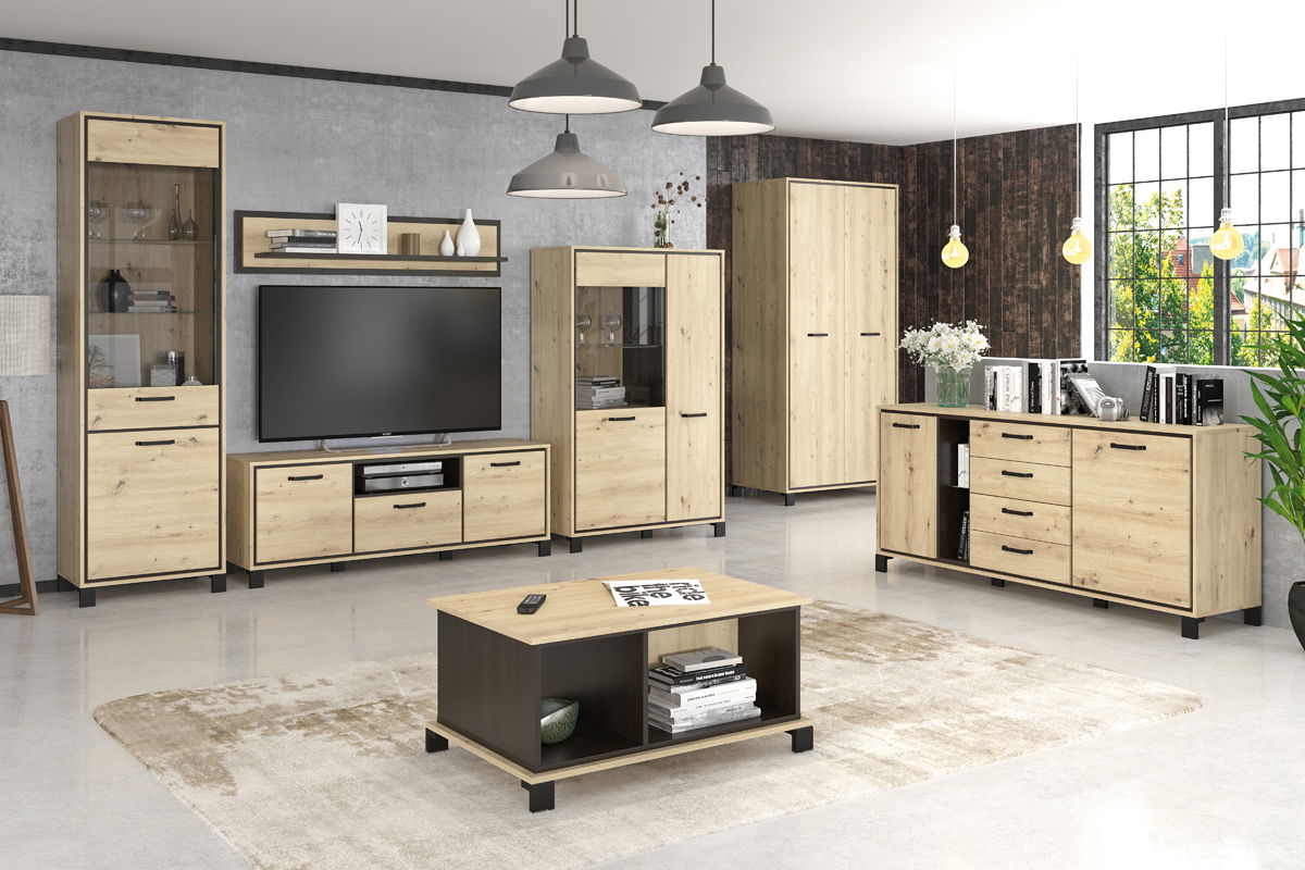 Polica Vinap TVS - dub artisan / wenge tmavá – obrázok 4