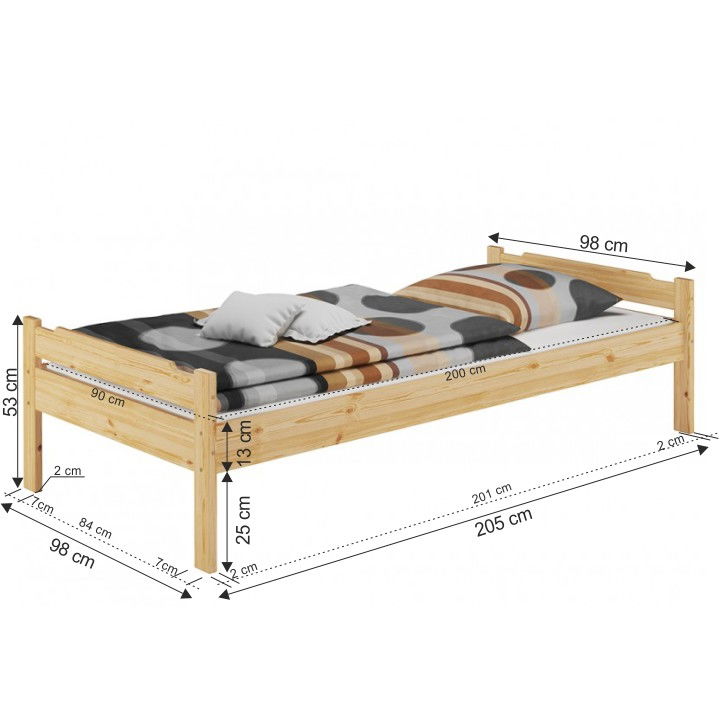 Posteľový rám Livio 90x200 cm - prírodná – obrázok 2
