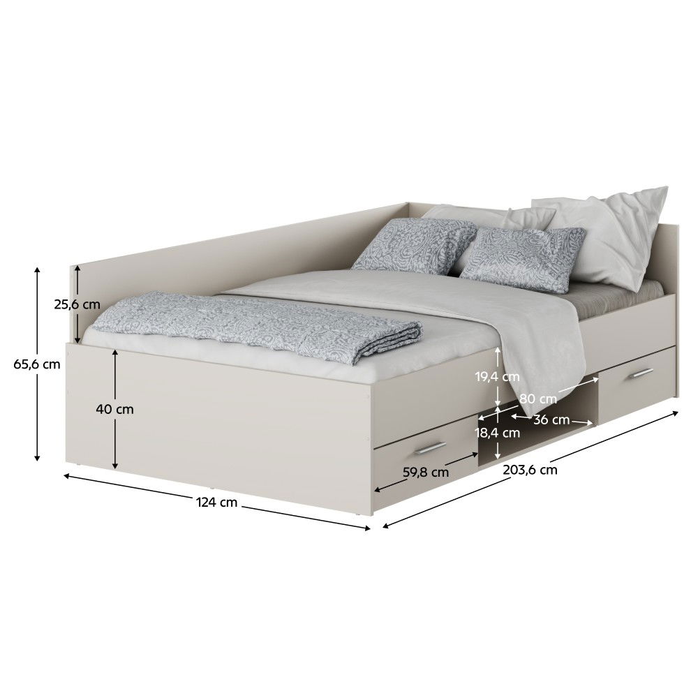 Posteľový rám s úložným priestorom Boat 120 - kašmír – obrázok 3