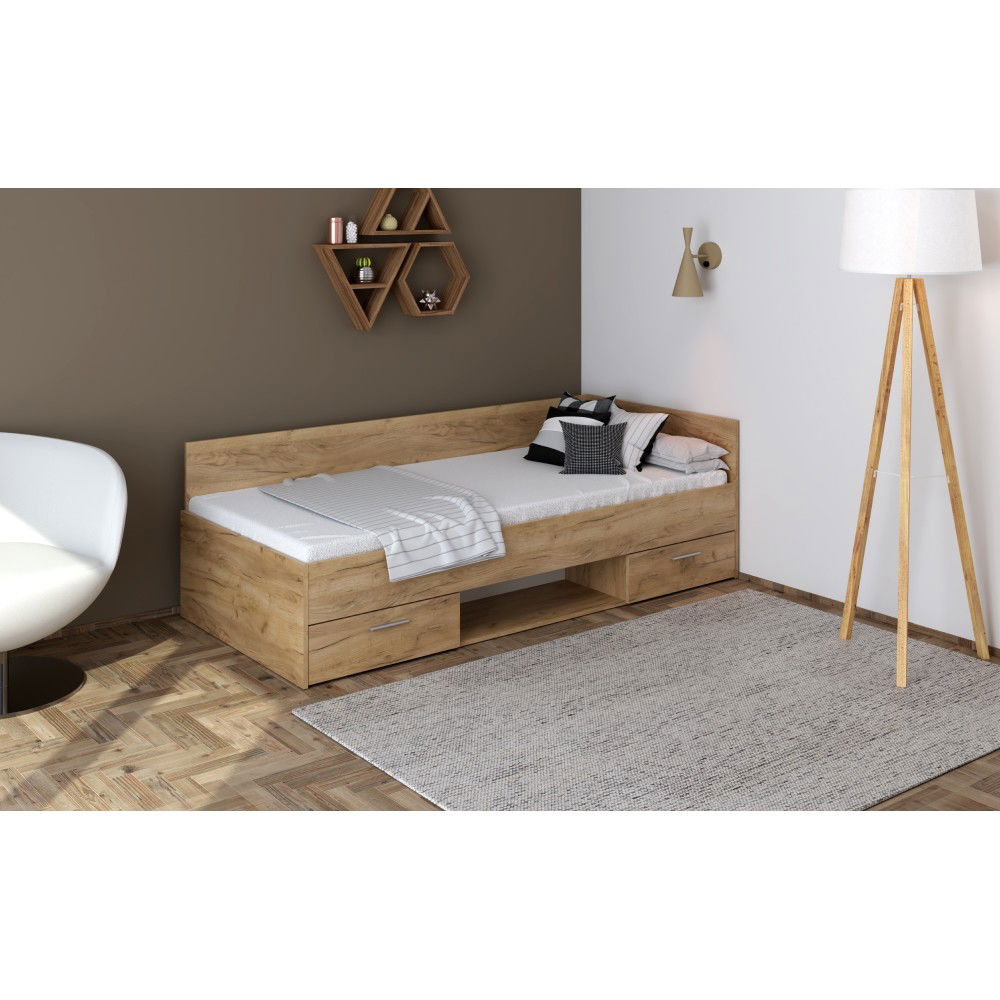 Posteľový rám s úložným priestorom Boat 90 - dub artisan – obrázok 2