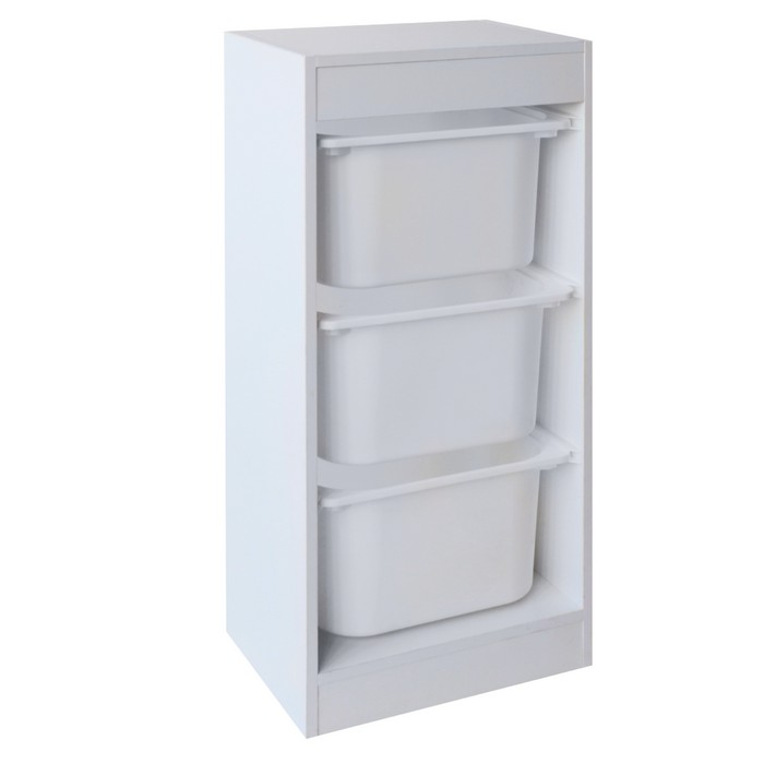 Regál s úložnými boxmi Duvan - biela