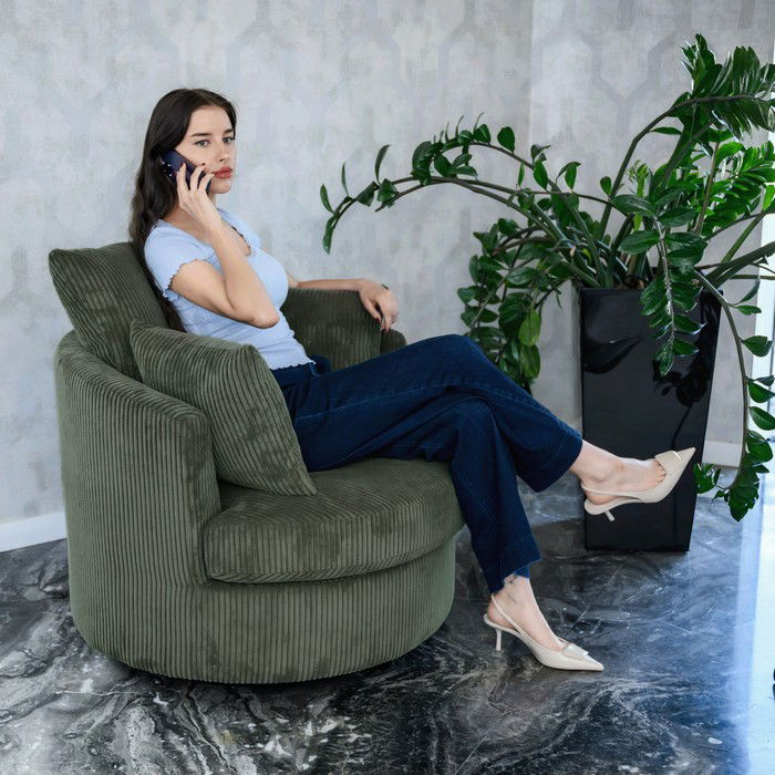Relaxačné otočné kreslo Salter - tmavozelená – obrázok 21