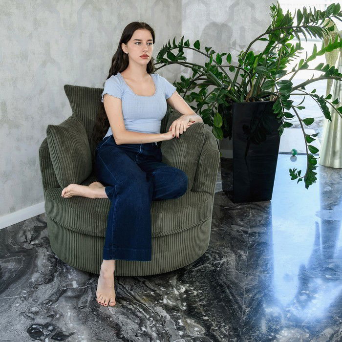 Relaxačné otočné kreslo Salter - tmavozelená – obrázok 2