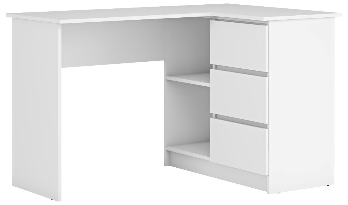 Rohový PC stolík Afors - biela