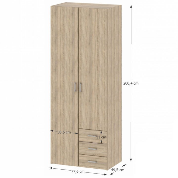 Šatníková skriňa Gwen 70425 2D - dub sonoma – obrázok 3
