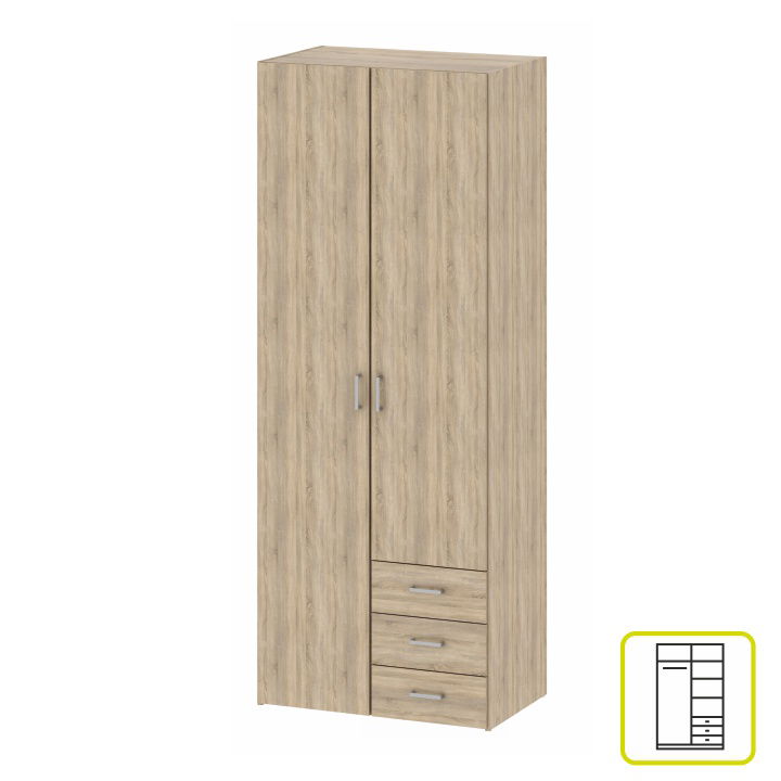 Šatníková skriňa Gwen 70425 2D - dub sonoma – obrázok 2