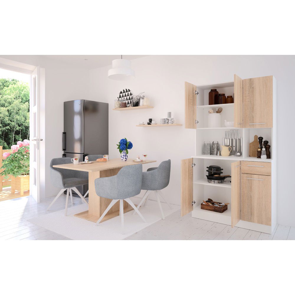 Šesťdverový kredenc Pelion New - biela / dub sonoma – obrázok 10
