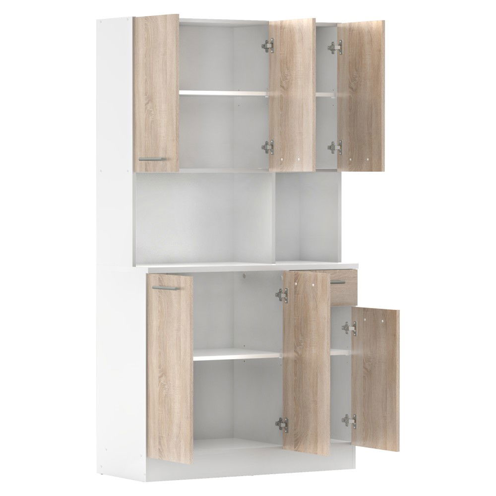 Šesťdverový kredenc Pelion New - biela / dub sonoma – obrázok 5