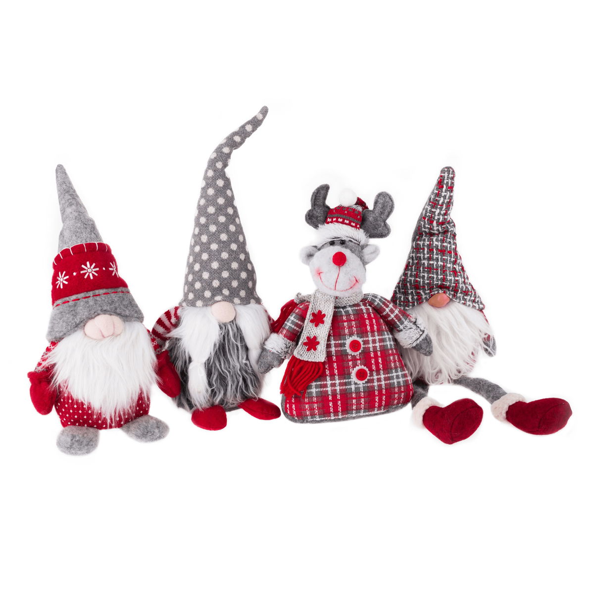 Vianočná postavička (4 ks) Doll - červená / sivá / biela – obrázok 13