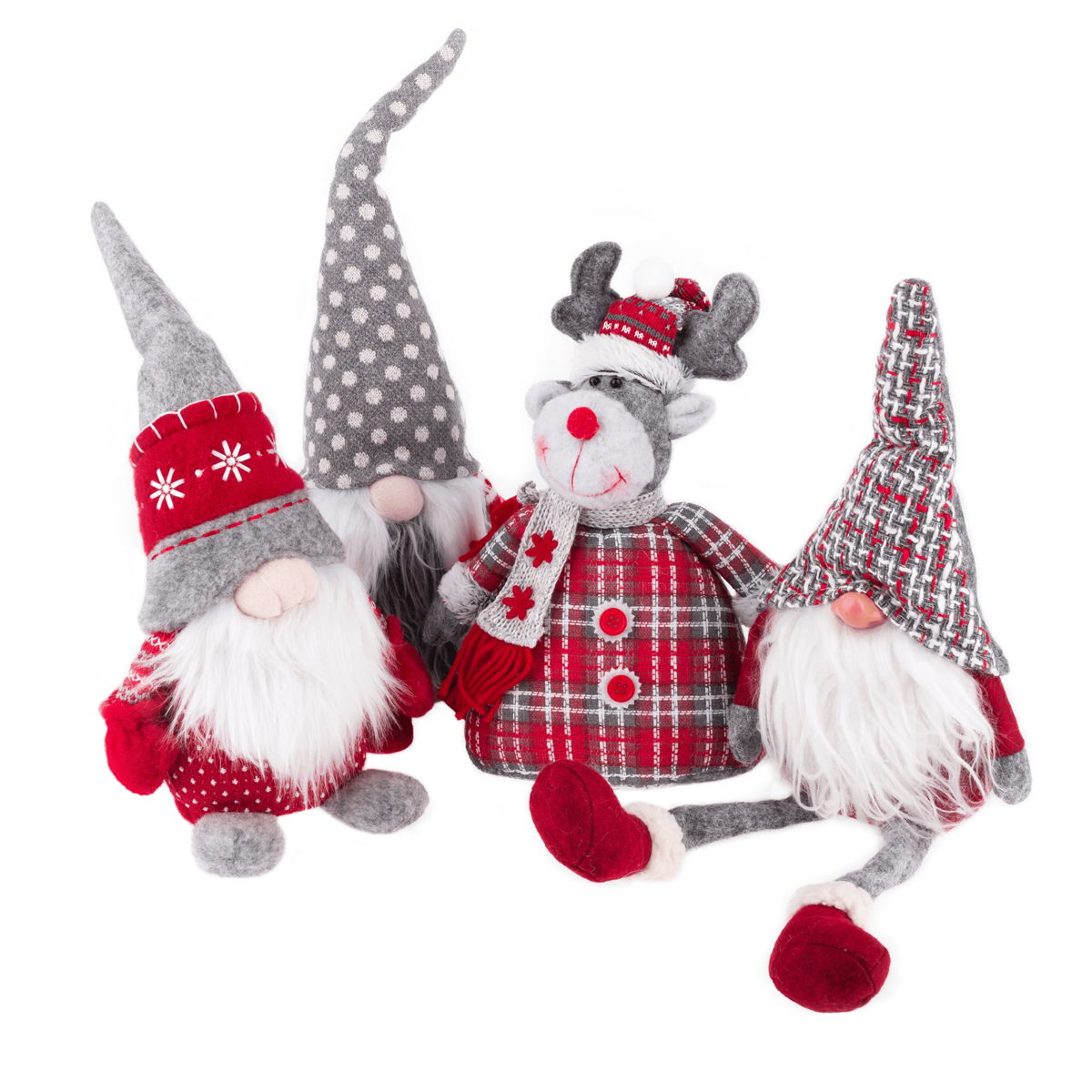 Vianočná postavička (4 ks) Doll - červená / sivá / biela