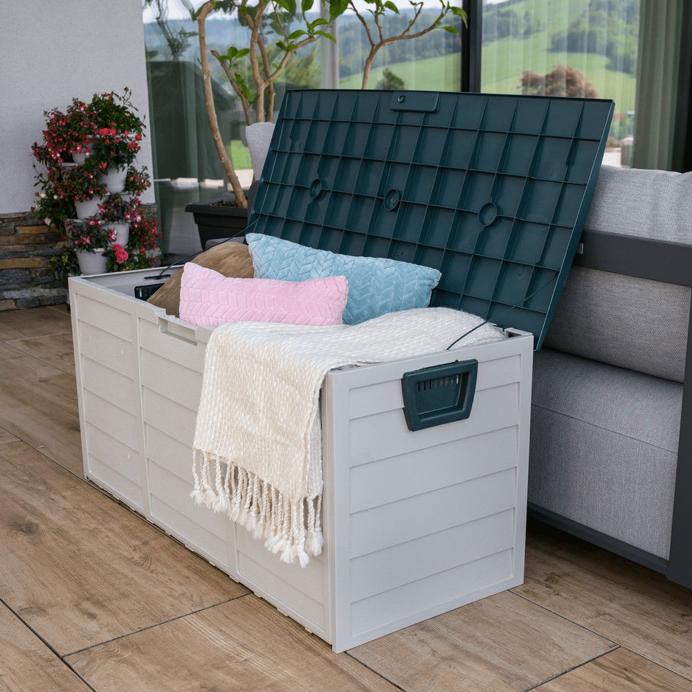 Záhradný úložný box Kortez - sivá / zelená – obrázok 2
