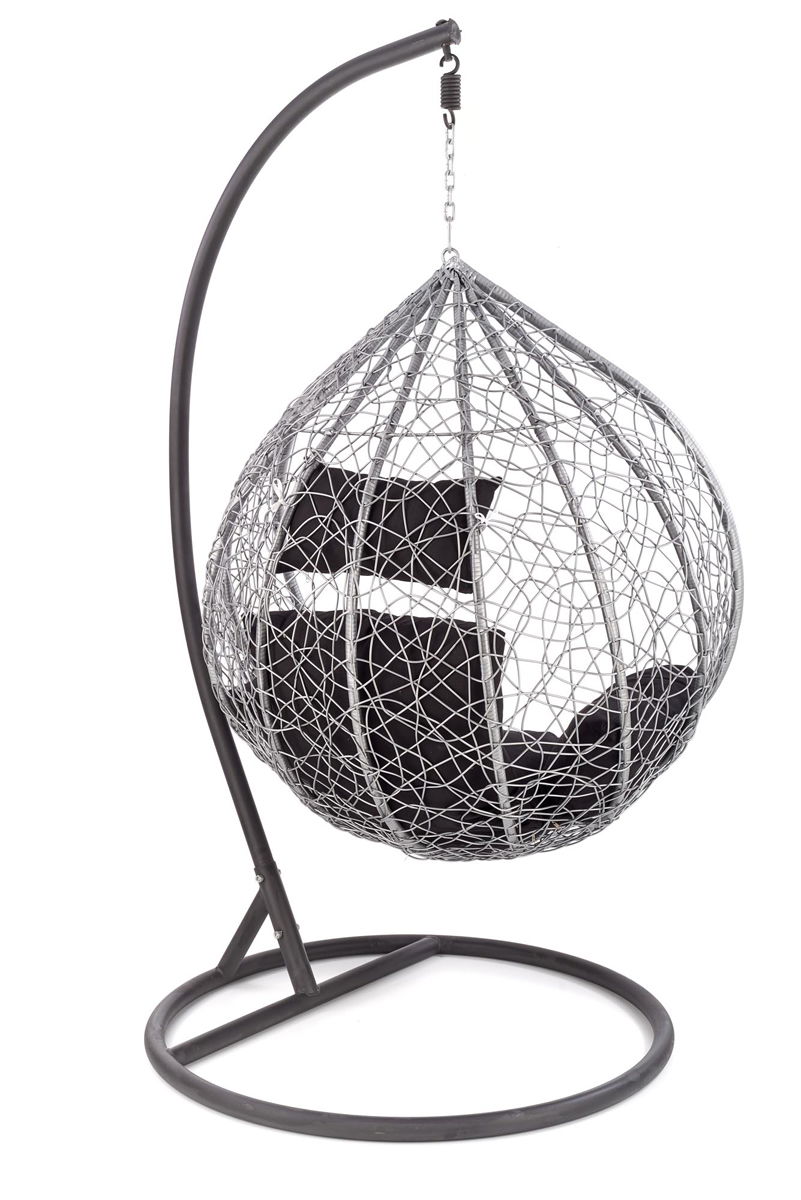 Závesné hojdacie kreslo Eggy - sivá / čierna – obrázok 4