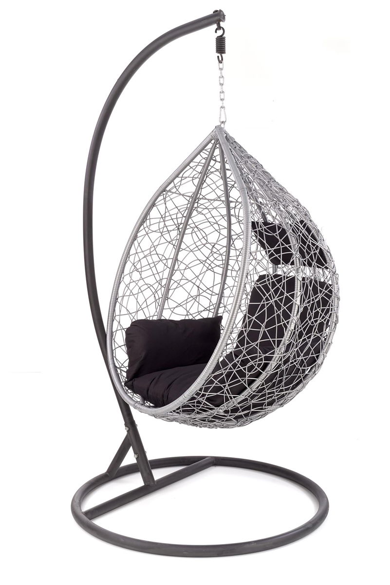 Závesné hojdacie kreslo Eggy - sivá / čierna – obrázok 3