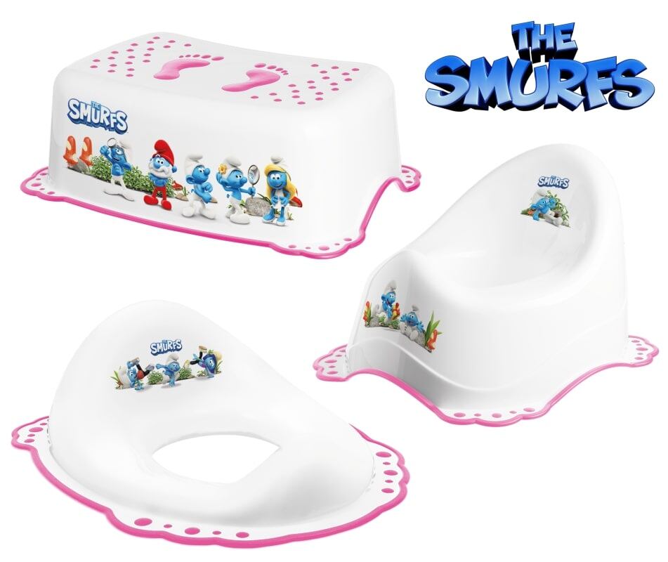 Maltex Set The Smurfs Nočník + Sedátko + Stúpadlo - biela/ružová