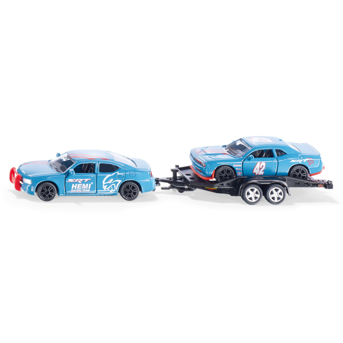SIKU Super Dodge Charger so závodným autom na vleku