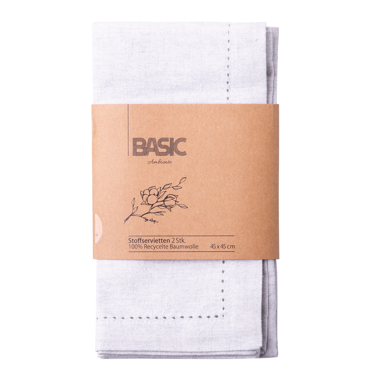Sivé bavlnené obrúsky 45 x 45 cm 2 ks – Basic Ambiente
