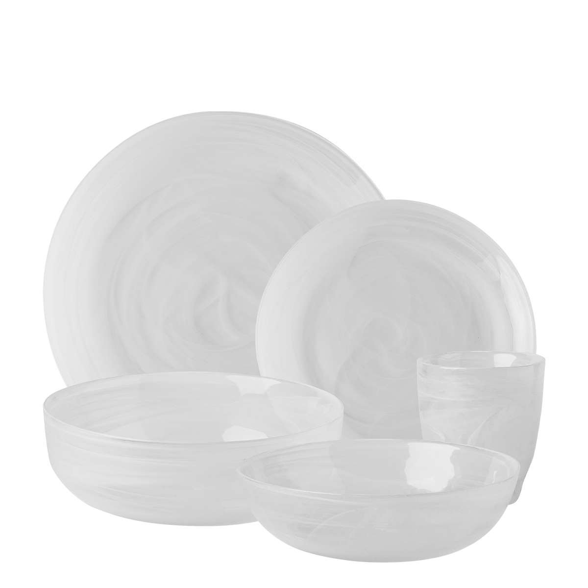 Sklenený set biely 25 ks – Elements Glass