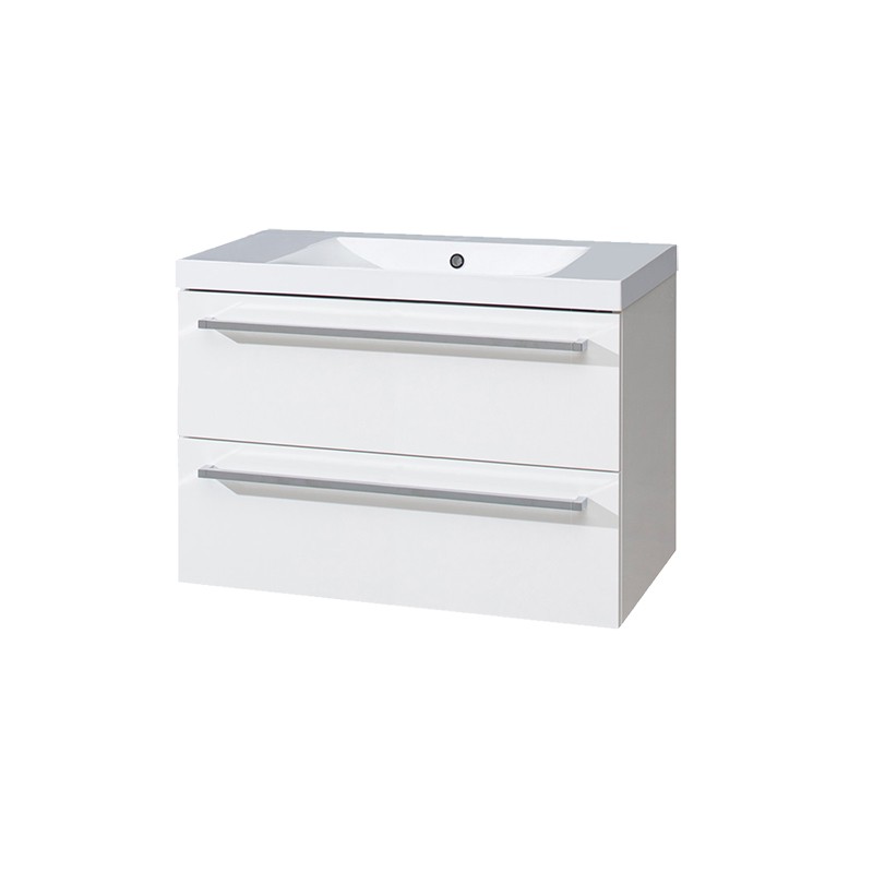 Mereo Bino, koupelnová skříňka s umyvadlem z litého mramoru 81 cm, biela CN661M